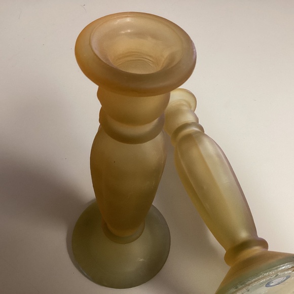 Pair of  Ecoglass Spain Gold Frosted Glass Candlesticks - Picture 2 of 4